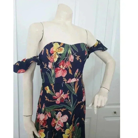 Boho Summer Floral maxi dress with slit in the front Medium Navy - Picture 11 of 11